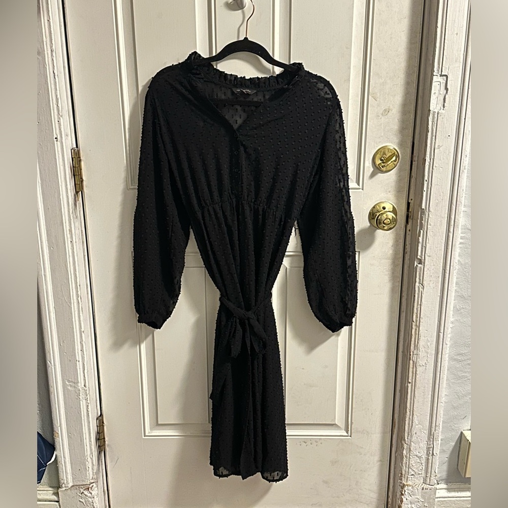 Banana Republic Black Ruffle Collar Dress